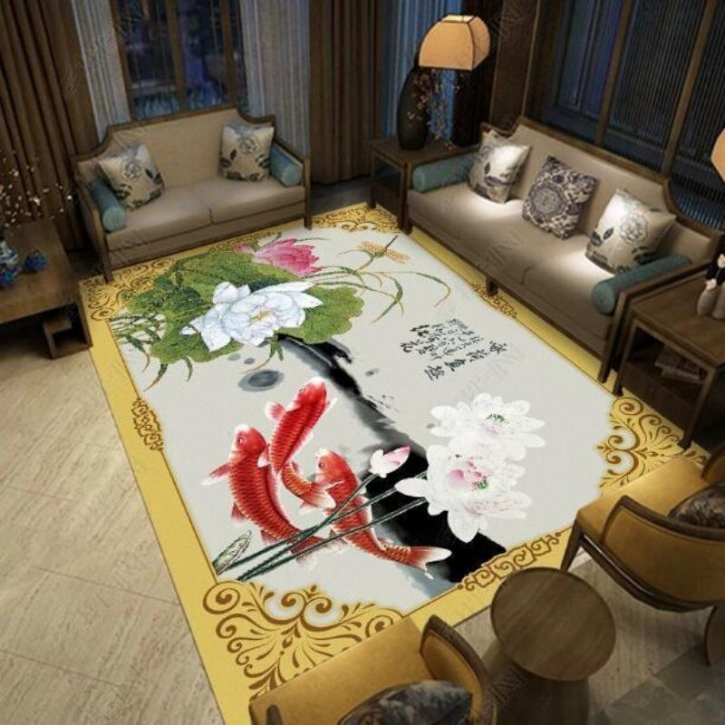 European Luxury Flower Rose Leaf Area Rug,Carpet Rug for Living Room Bedroom Sofa Doormat Decoration,Kitchen Non-slip Floor Mat