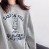 Women Letter Pattern Print Loose Pullover Hoodies Students Fashion Sweatshirt Ladies Round Neck Sweater Velvet Autumn New