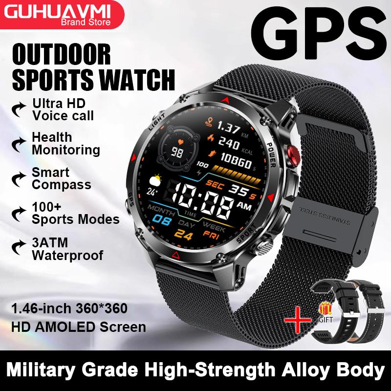 New Military Outdoors BT Call Smart Watch Built-in GPS Compass Barometric Altimeter 10ATM Waterproof Sports Smartwatche Men