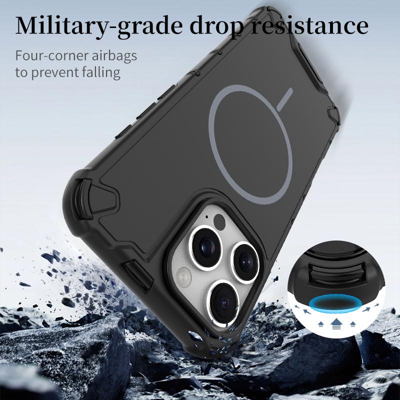 Anti-slip Bumper Armor Magnetic Magsafe Cover For iPhone 16 15 14 13 12 11 17 Pro Max 14 15 Plus Military Shockproof Phone Case