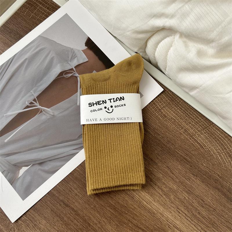 Women's Colorful Mid-Tube Socks In Violet, Orange, Rose, and Red for Modern Dance with Shark Print