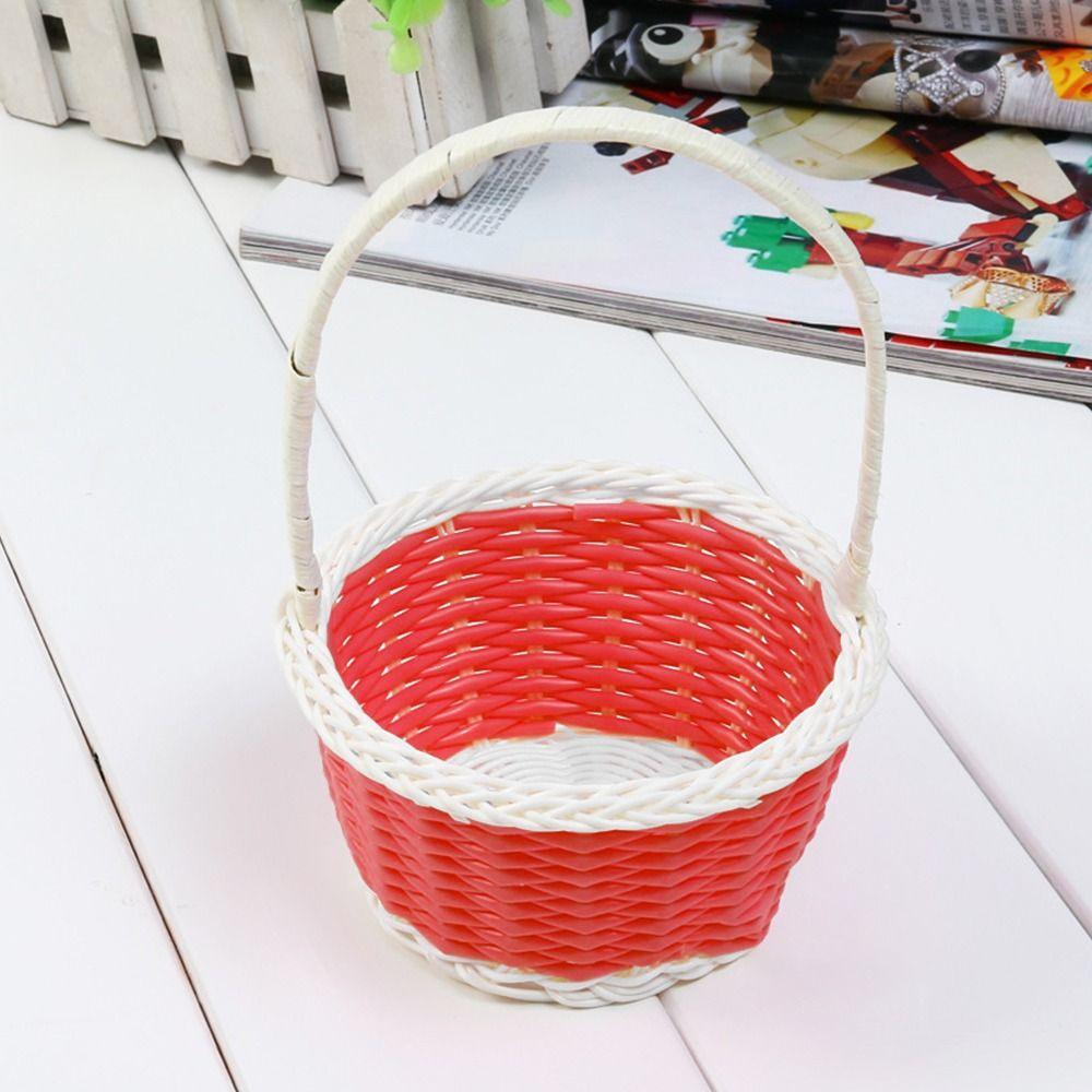Beautiful Hand Made Storage Baskets Plastic Vine Wicker Flower Basket  For Plant Home Wedding
