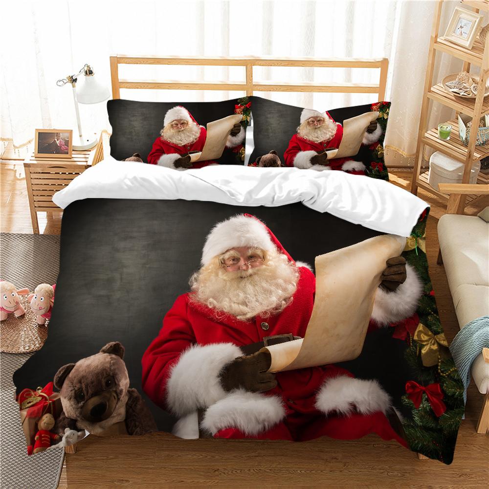 Imprimare 3D de Crăciun Lenjerie de pat de uz casnic Pat de o persoană Pat dublu Față de pernă și husă de pilota 2/3 dormitoare Accesorii de uz casnic