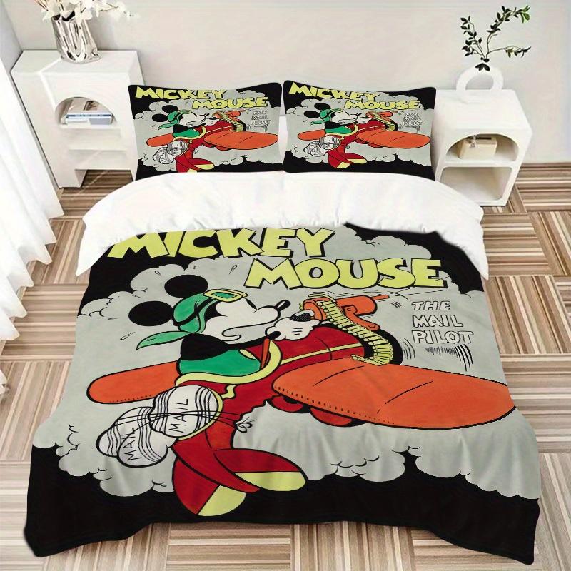 3pcs set Mickey Mouse, Mail Pilot, Cartoon Bedding Set with Duvet Cover+Pillowcases, All-Season Polyester, Zipper Closure46