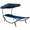 vidaXL Sun Lounger with Sun Canopy & Cushion Blue