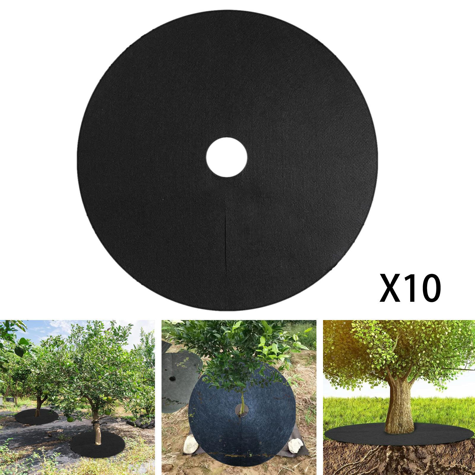 

10 Pieces Tree Weeding Barrier Mats Garden Barriers Portable for Grass Outdoor чёрный