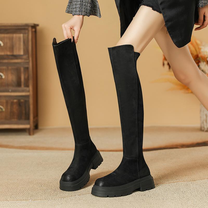 Retro Over-knee Boots for Small Autumn and Winter New Thick-soled Thin Boots for Women