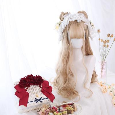 Peluca Cosplay Sintética Larga Rizada Lolita 60 cm con Flequillo Resistente al Calor Linda para Fiesta