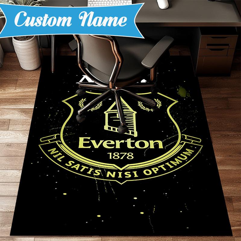 Custom Name Everton Football Crest Rug Game Carpet, Floor Mat for Bedroom Living Room Entryway Rug, Home Decor Idea Gift for Christmas Birthday