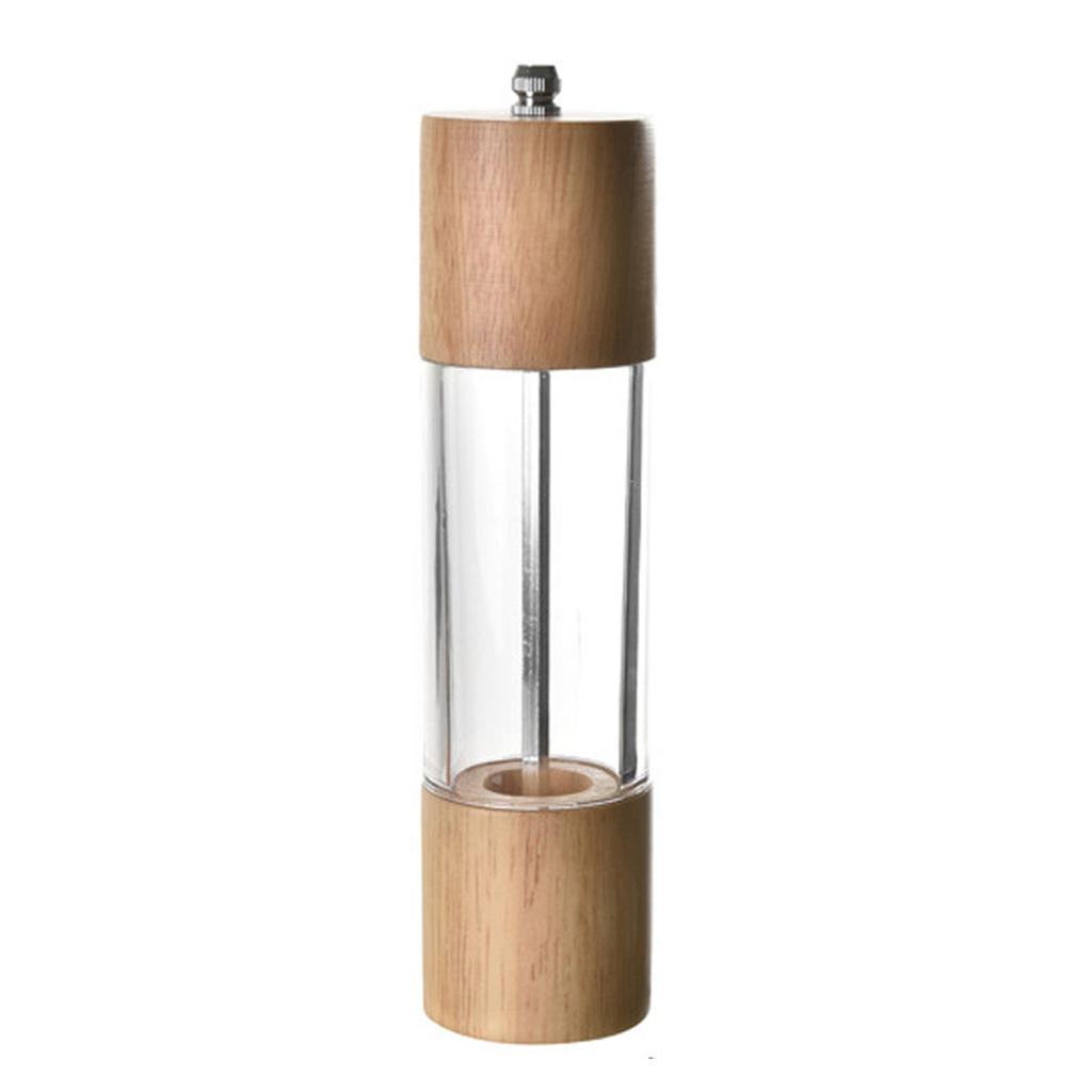 Manual Pepper Grinder Multifunctional Efficient Grinding Oak   Acrylic Pepper Mills Shakers