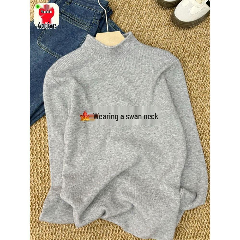 Women's 2026 Autumn High Neck Slimming Knit Top - New Style Long Sleeve Base Layer