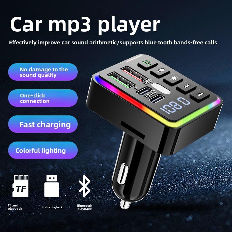 Car MP3 Bluetooth 5.0 FM Transmitter Dual USB 3.1A PD Type-C Fast Charger Colorful Ambient Light Car Accessories Player Kit