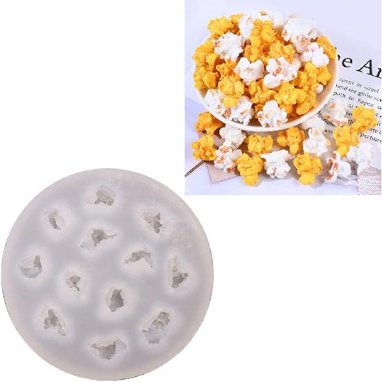 3D Popcorn Shaped Silicone Mold Candy Chocolate Jelly Cake Making Molds 12 Cavities Soap Baking Mould Tools, 11cm