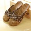 Summer Cool Grass Slippers, Anti Slip Thick Soled Floor Linen Slippers for Women's Homes