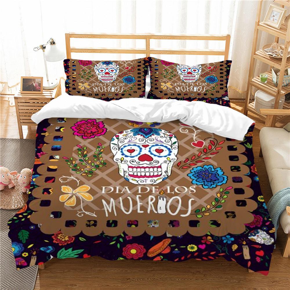 Heimtextilien Totenkopf Druck Bettbezug Totenkopf Muster Bettwäsche Set Cover Design Kissenbezug Highend Mann Bett Set Einzelgröße Bettwäsche