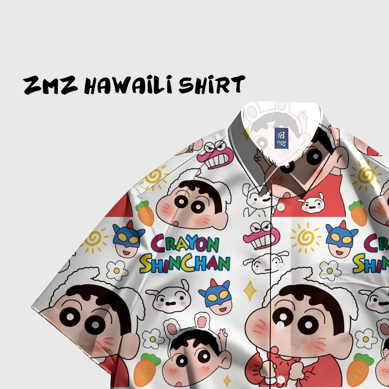 Japanese Flower Shirt Men'S Hong Kong Style Retro Loose And Versatile Short-Sleeved Shirt Ruffian Handsome Korean Version Trendy Casual Couple Jacket