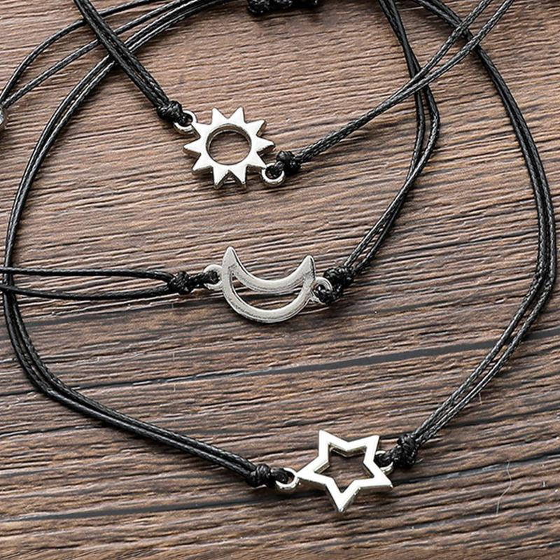 Sun Moon Star Card Bracelets Friendship Best Friends Rope Chain Engagement Gift Christmas Fashion Jewelry
