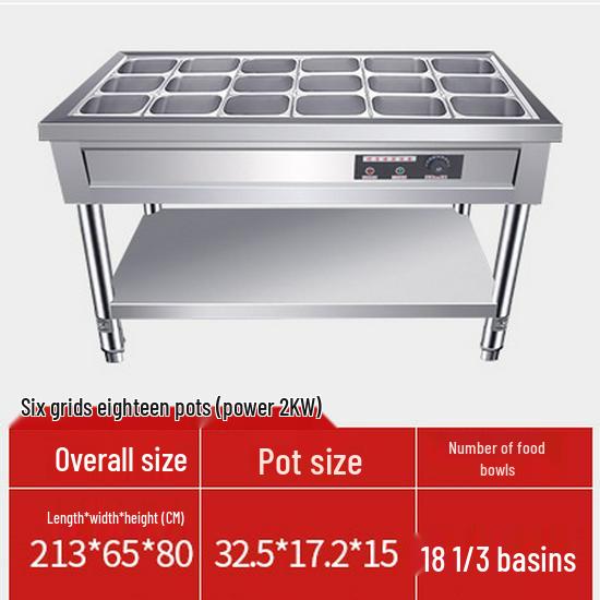 Commercial Electric Food Warmer: Stainless Steel Soup Pot and Serving Counter