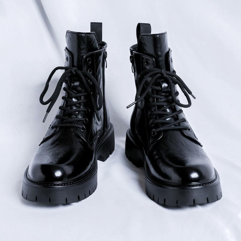 Mens Casual Stage Nightclub High Motorcycle Boots Black Brown Shoes Cowboy Genuine Leather Boot Handsome Platform Long Botas Man