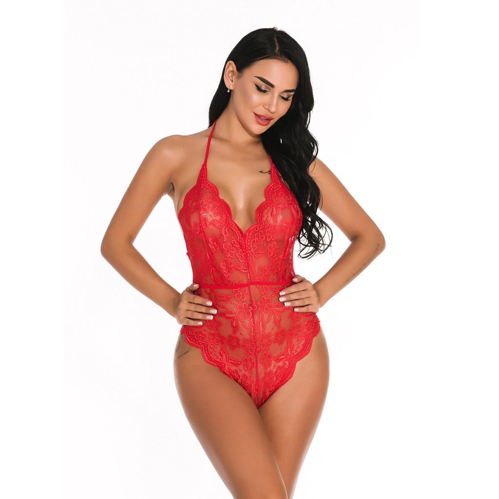 New Sexy Women Lace Bodysuit Sexy Teddy Lingerie Jumpsuit Backless Underwear