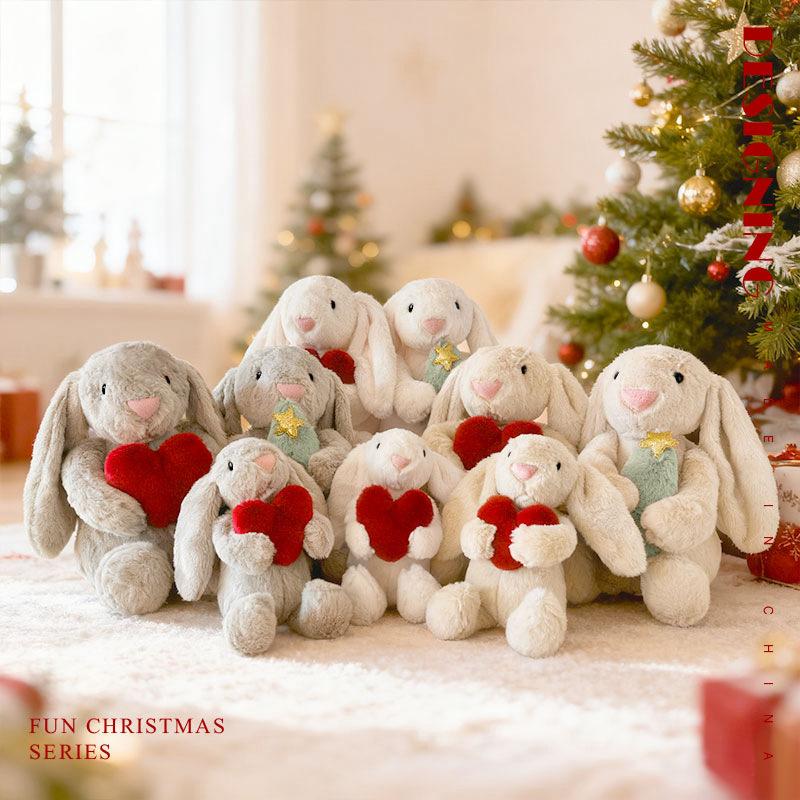 20/30CM Bunny Stuffed Animals Holds Red Heart Cute Rabbit Plushies Soft Plush Toys Romantic Sweet Gifts for Girlfriends Kids