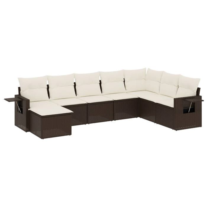VidaXL Garden Lounge Set with Cushions 8 Pcs, Patio Sofas, Patio Furniture Set, Outdoor Furniture, Brown 3252900