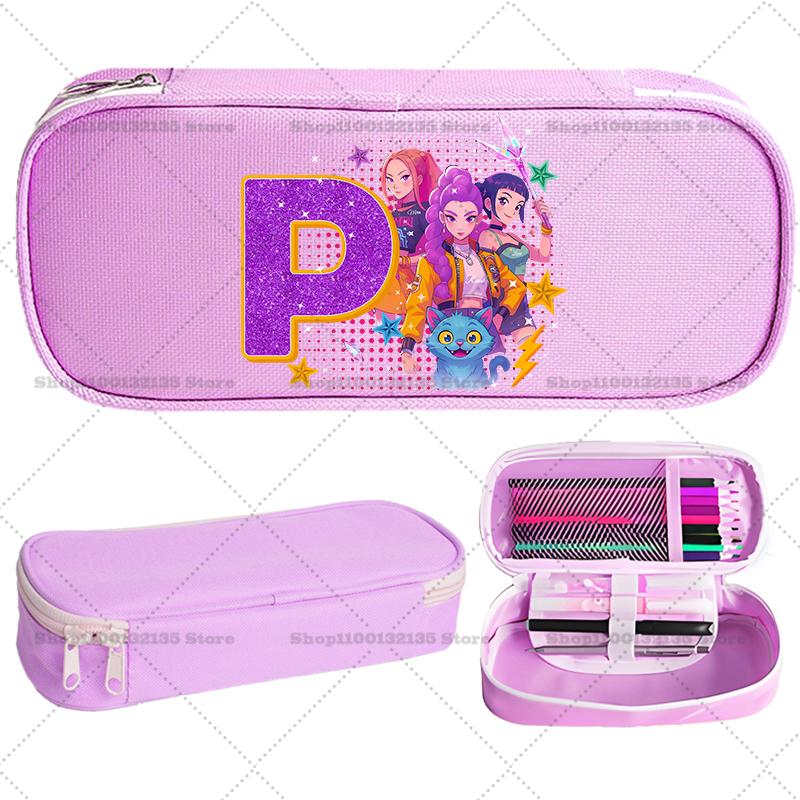 Kpop Demon Hunter Children Pencil Box Cartoon letter Student School Supplies Stationery Kids Penbag Pencilcase Kawaii Boys Gift