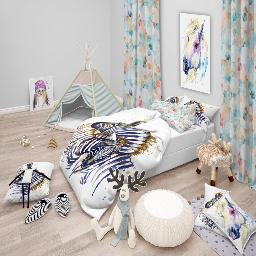 Comforter Whimsical Zebra Print White Playful Bedroom Suitable Children Boys And Girls Warm And Comfortable