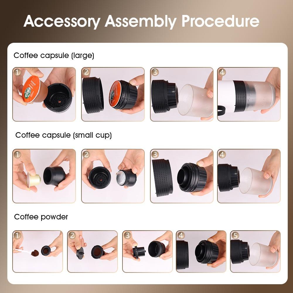 Wireless Electric Portable Espresso Machine, Suitable for Car and Home Camping Coffee Machines, Three In One Capsule Powder Travel Coffee Machine