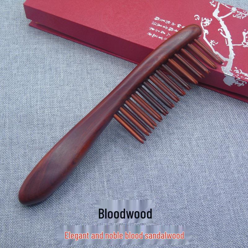 Purple Sandalwood Double Row Massage Comb with Green Sandalwood Hair Smoother and Engraved Portable Design