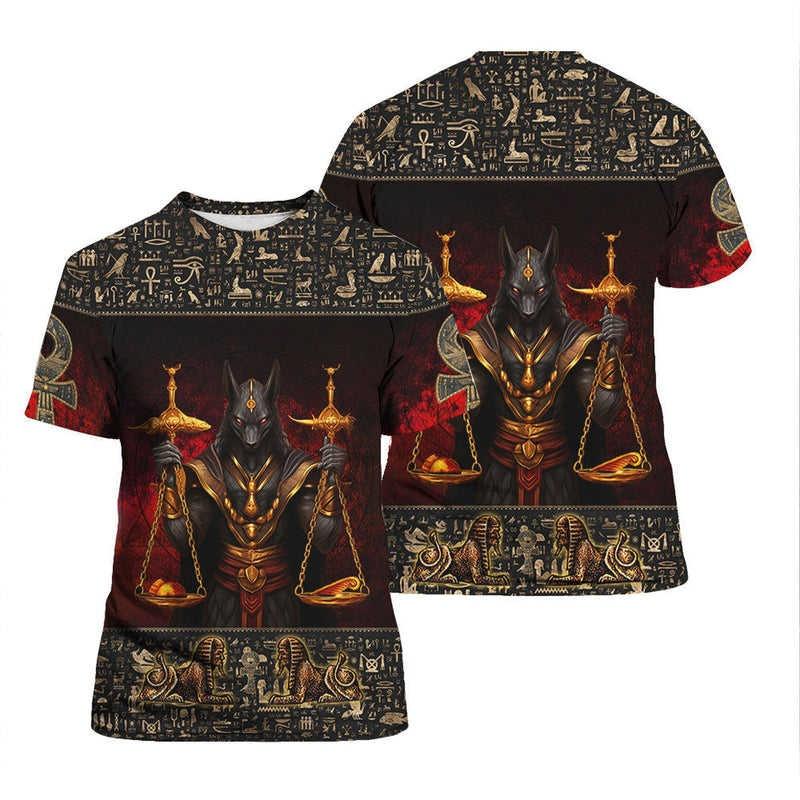 

Pharaoh Anubis Pattern T-Shirt For Men Ancient Egypt 3D Printed Tees Summer Casual Loose T Shirts Round Neck Tops Short Sleeves XXS