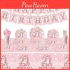 Cute Pink 21st Birthday Party Supplies Disposable Tableware Set With Banner Napkins Cups Plates And Utensils