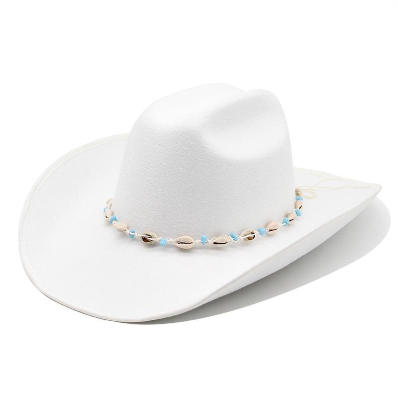 Hemmed Wool Hat Western Cowboy Top Hat Men'S And Women'S Couple Hat Ethnic Curled Felt Hat