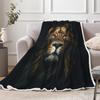Coperte Nere con Leone, Morbide e Accoglienti in Flanella Fauna Selvatica Potente Maestoso Testa di Leone Animale Calda Coperta da Letto per Uomo Donna Adulto