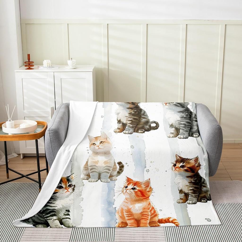 Purple Cow Print Blanket Soft Fleece Throw Modern Home Decor Cozy Living Room Sofa Bedding Gift for Women Girls