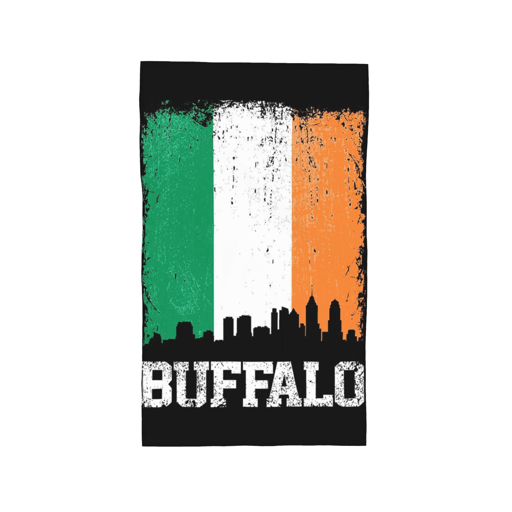 Vintage Buffalo Irish Flag Skyline Pride Soft Face Towel Quick Dry Pool Bath Cotton Towels Absorbent W30*H60(CM)