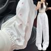 Weiße Blumenhose Frischer Sommer Neuer Stil Schleife Locker Gerade Hose Hohe Taille Lässige Weitbeinige Hose