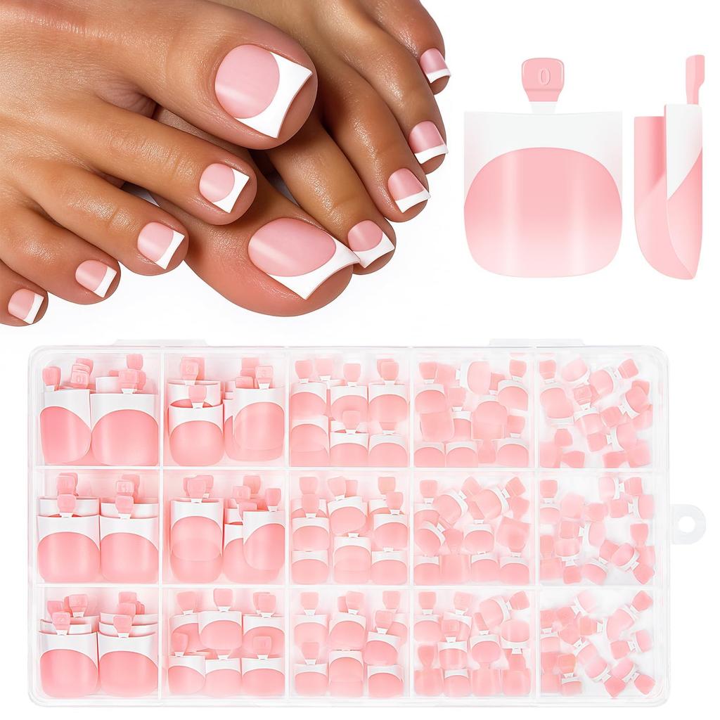 150Pcs Spring Nails for Women, Nail Extensions and Toe Nail Extensions for Women, French Style Short Nude Artificial Nails, Easy Application for