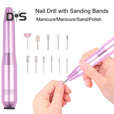 Electric Nail Drill with 11 Drill Bits Sanding Bands 16000RPM Adjustable Professional Nail File Machine Portable Acrylic Gel Nail Polish Removal