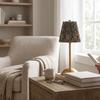 Pleated Table Lamp Cordless Rechargeable Battery Operated Nightstand Lamp with Flowers Lampshade for Bedroom Living