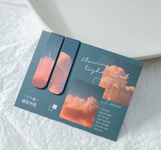 2pcs Landscape Themed Magnetic Bookmarks Magnet Page Markers Magnetic Page Clip Fun Book Marks For Reading Gift