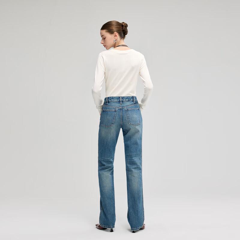 Fengxun Vintage Washed Straight-Leg Jeans