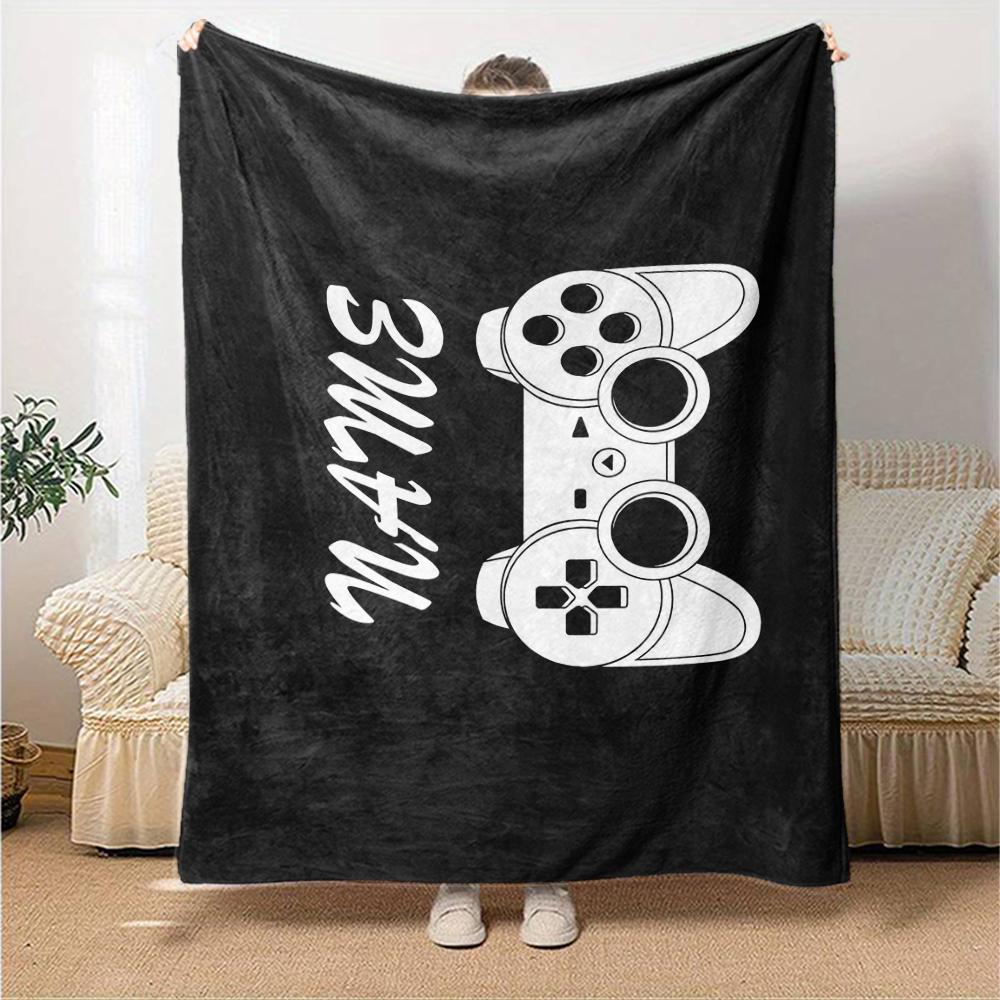 Custom Name Game Controller Theme Printed Blanket - Perfect for Couch, Bed, Travel & Outdoor Use | Machine Washable, Cozy & Durable.