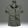 Men Multi Pockets Tooling Shirts Summer Short Sleeve Shirts High Quality Men Cotton Casual Shirts Size 5XL