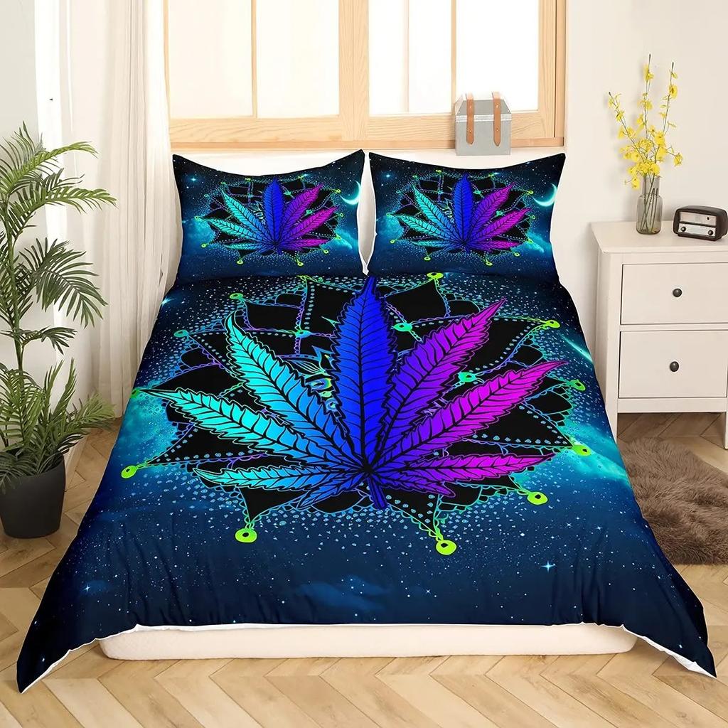 Trippy Alien Duvet Cover Set Queen Alien Skull Bedding Set Psychedelic Space Watercolor Colorful Queen Size Bedspread Alien Gift