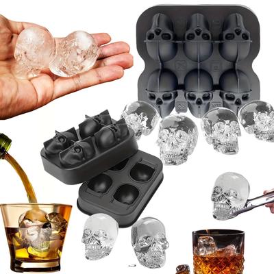 Creative 3D Skull Mold Ice Cube Tray For Freezer Whisky Skull Ice Ball Maker BPA Free Ice Trays Easy Release For Drinks Cocktail