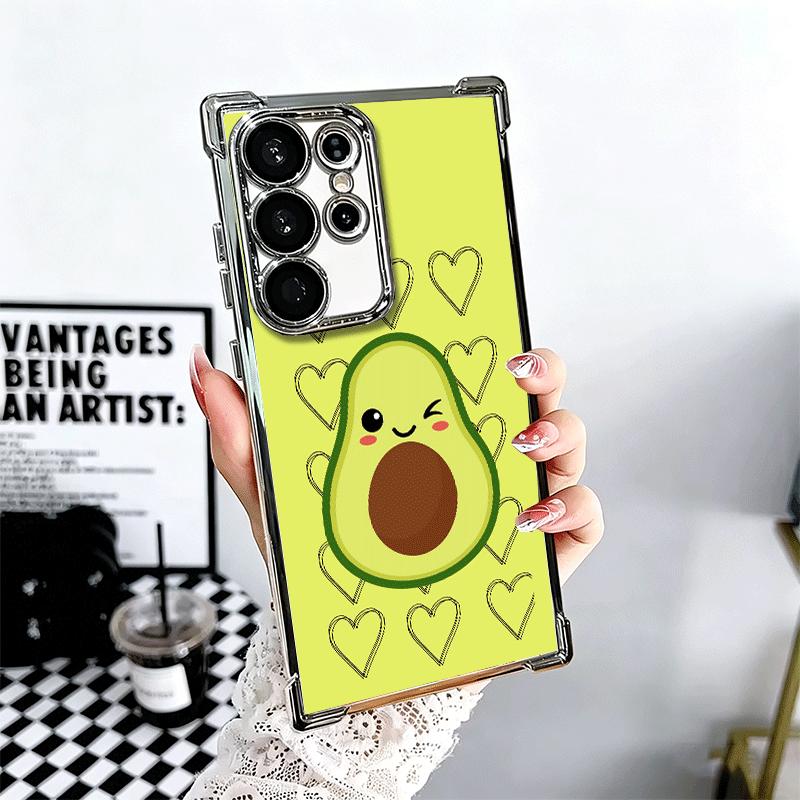

Cartoon Cute Avocado Plating Phone Case For Samsung Galaxy S24 S25 FE S26 Edge S23 Ultra S22 S21 Plus S20 Anti-Fall Airabag Cove Samsung S22 Ultra