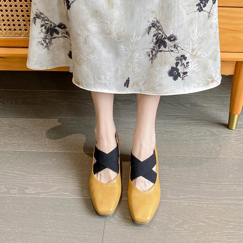 

Inner height increase 7cm ballet shoes thick heel single shoes women s new cross strap retro small size grandma shoes 33 хаки