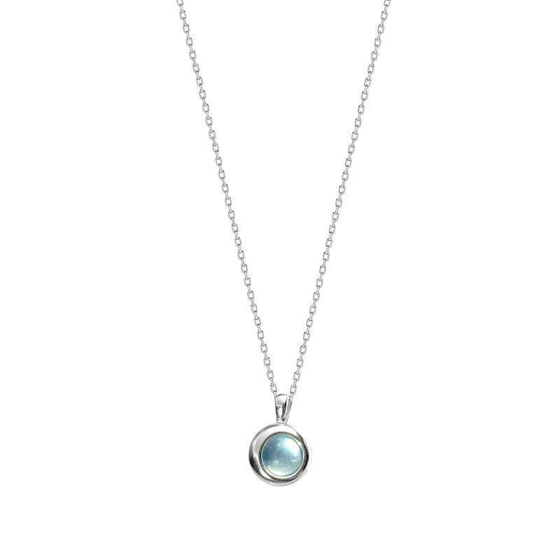 Trendy Blue Geometric Round Pendant Necklace for Women – Elegant, Versatile Clavicle Chain