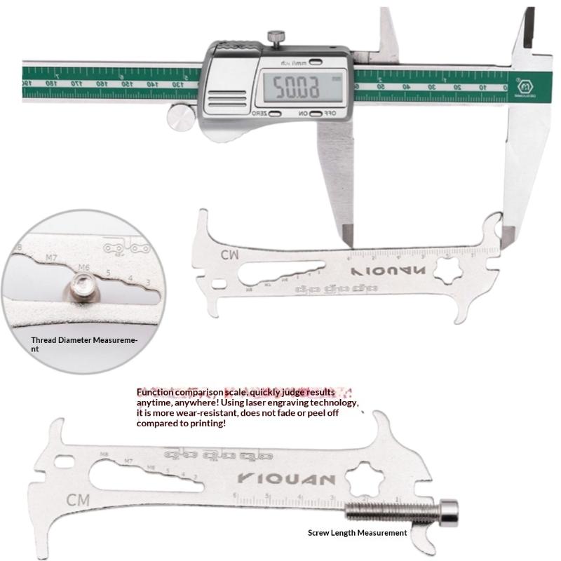 1Pcs Road Bike Bolt Measurement Wear Gauge Tool Portable 6-In-1 Bicycle Chain Gauge New Design Multitool
